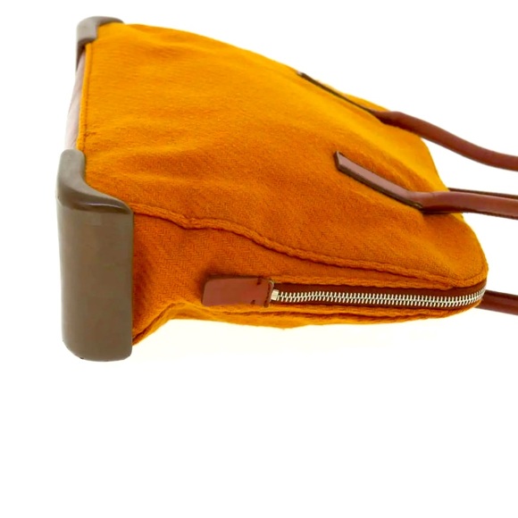 PRADA Tote Bag Wool Leather Brown Auth made in Italy ๐ฎ๐น๐น - Picture 3 of 11